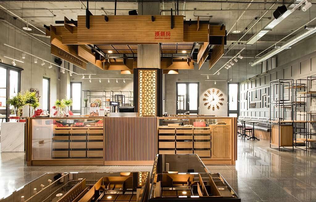 Interior display and cafe space at Jiu Zhen Nan Hanbing Culture Museum