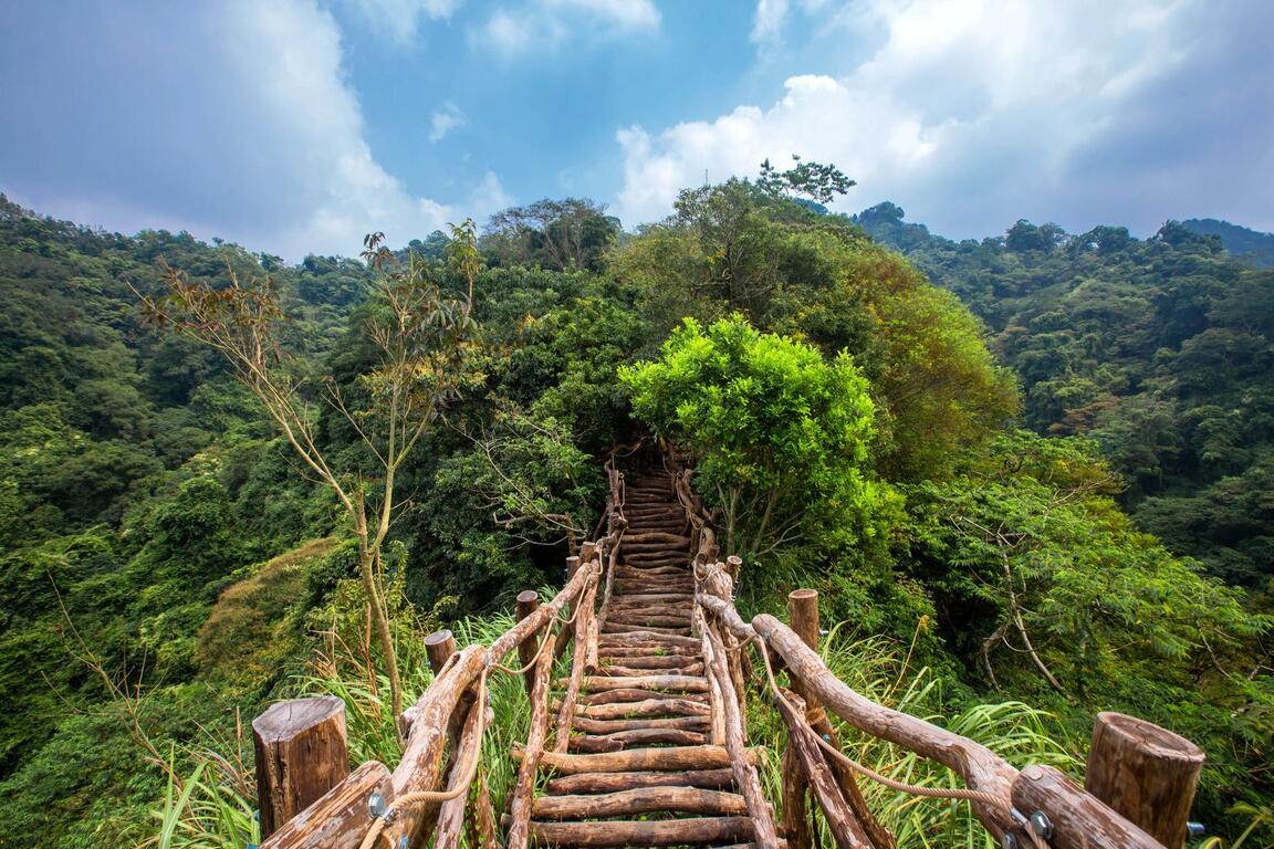 大坑風景區木棧步道與山林景色，作為台中大坑地點示意圖