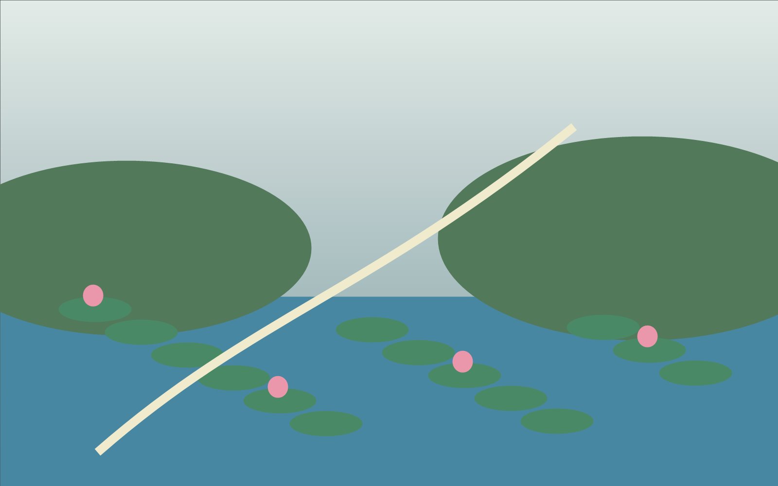 Illustration of a Taoyuan summer route with lotus, water, and mountain context, not an actual place photo